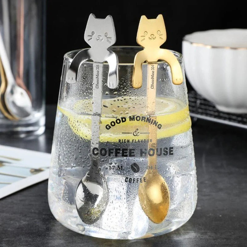 Stainless Steel Coffee Spoon Lovely Cute Cat Shape