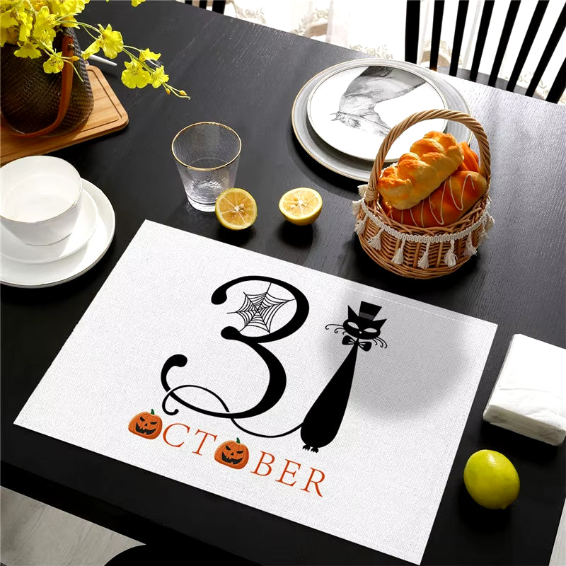 Halloween Dinning Table Mats Bowl Coffee Cup Pads Mats