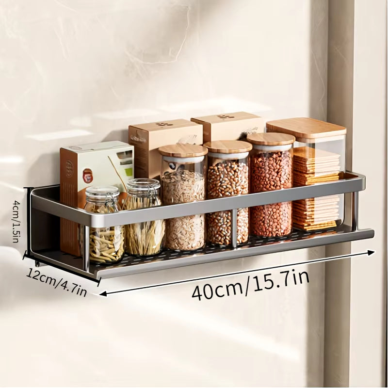 Aluminum Wall-Mounted Shelf Kitchen Spice Storage Rack