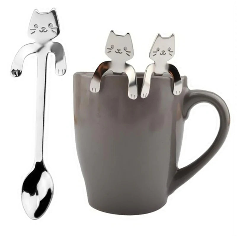 Stainless Steel Coffee Spoon Lovely Cute Cat Shape