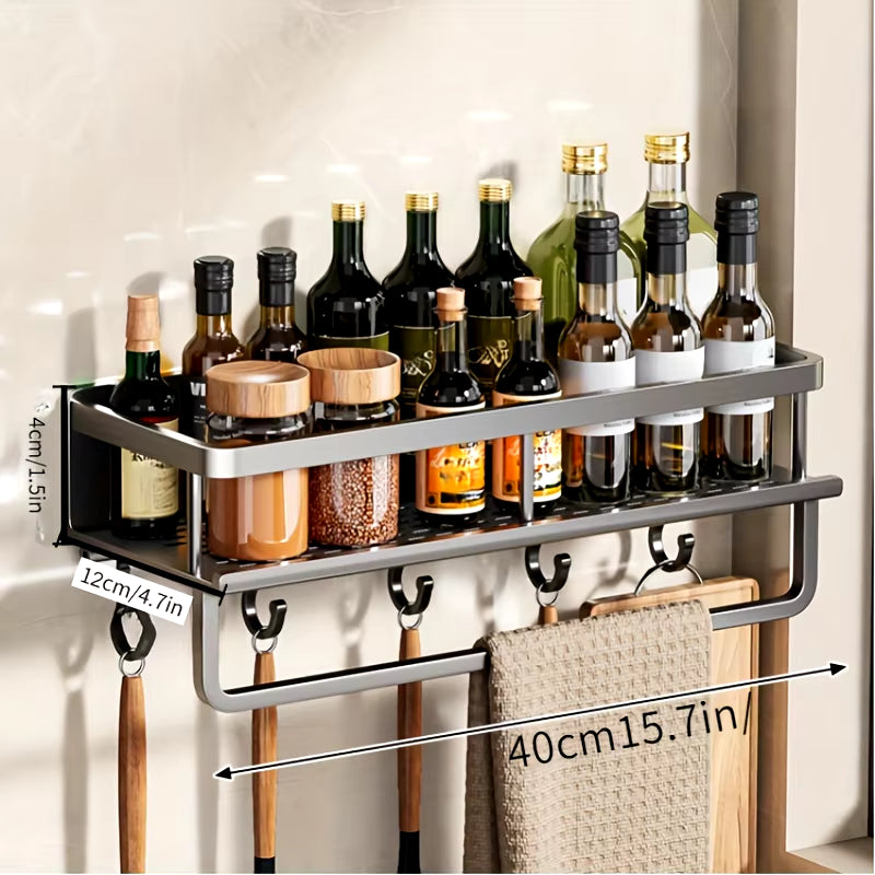 Aluminum Wall-Mounted Shelf Kitchen Spice Storage Rack