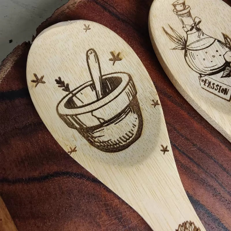 Set of 3 Kitchen Wood Burning Spoon Halloween Kitchen