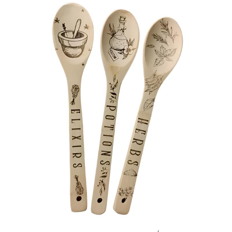 Set of 3 Kitchen Wood Burning Spoon Halloween Kitchen