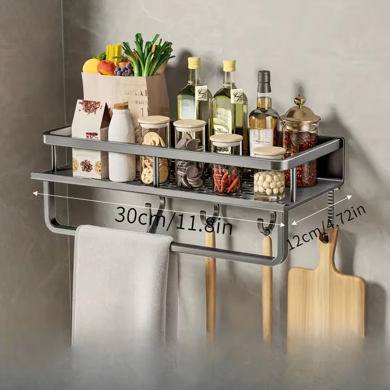 Aluminum Wall-Mounted Shelf Kitchen Spice Storage Rack