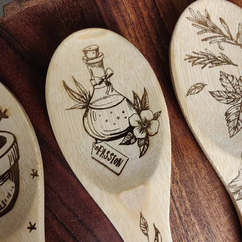 Set of 3 Kitchen Wood Burning Spoon Halloween Kitchen